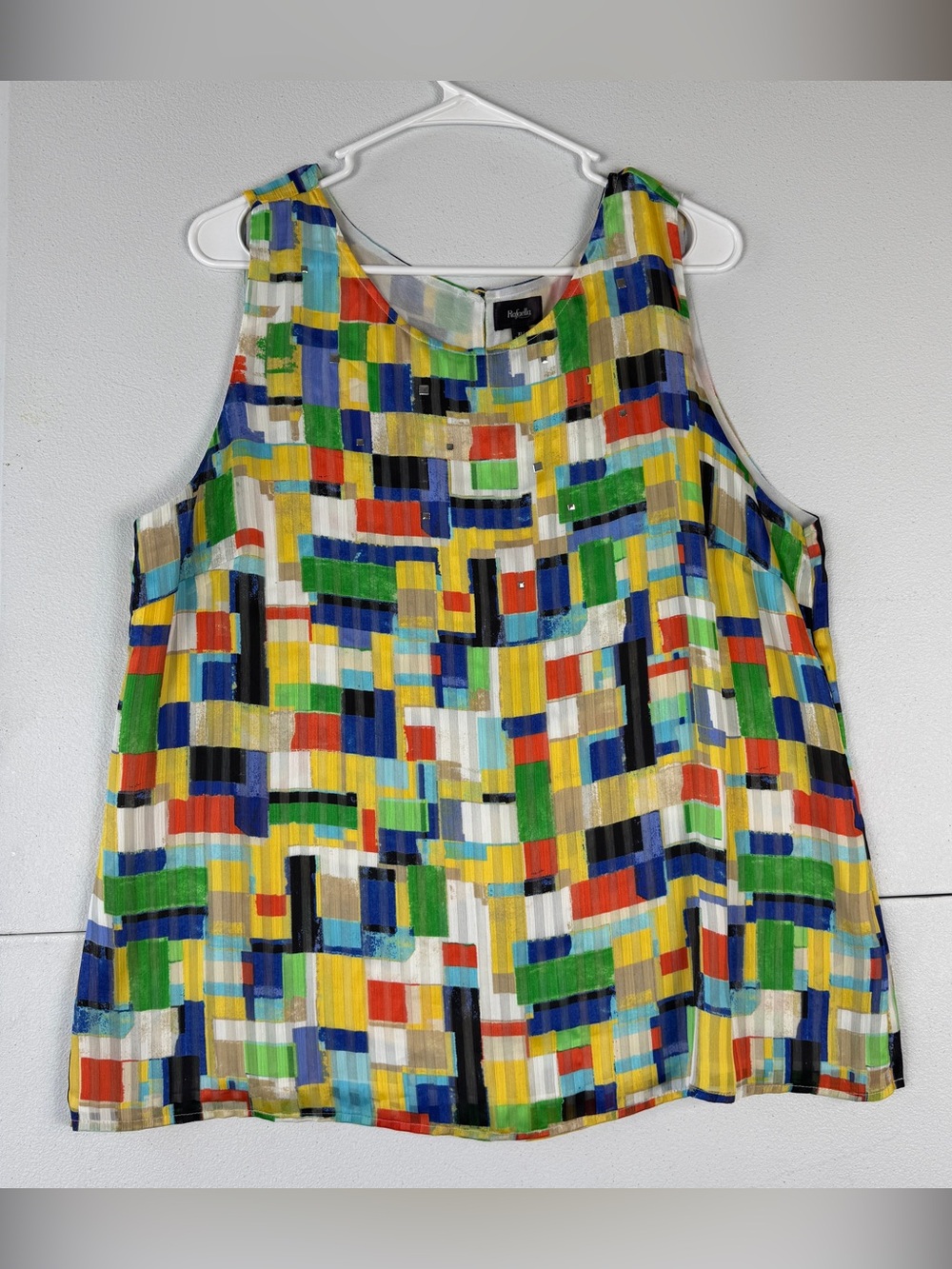 Rafaella Colorful Geo Tank Top Blouse Womens XL Lined Multicolor